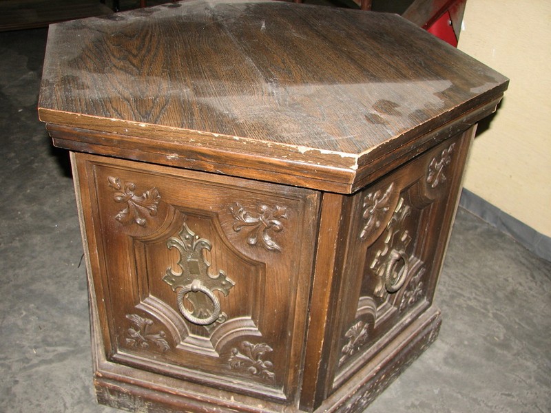 Octagon End Table With Doors