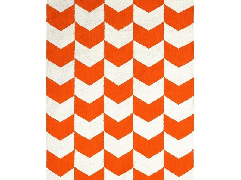 Orange And White Chevron Rug