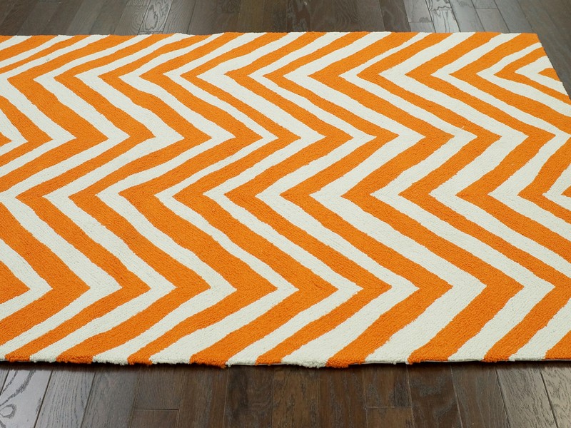 Orange Chevron Rug 8x10