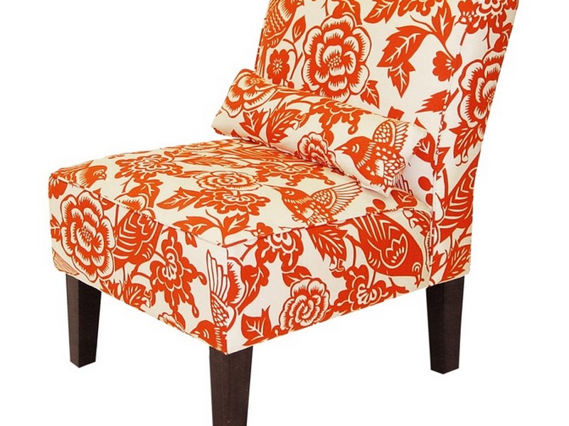 Orange Patterned Accent Chair