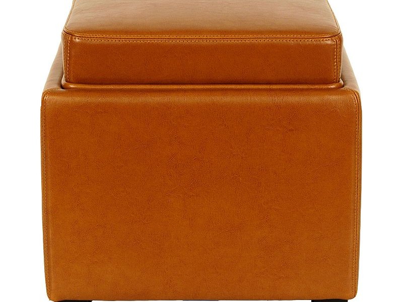 Orange Storage Ottoman With Tray