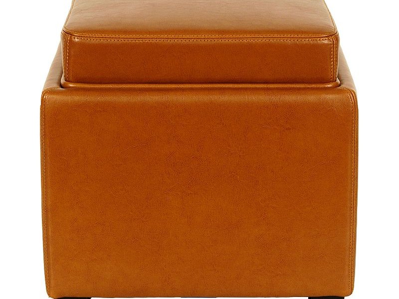 Orange Storage Ottoman With Tray