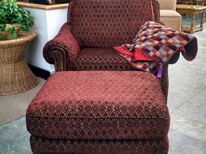 Overstuffed Chair And Ottoman Set