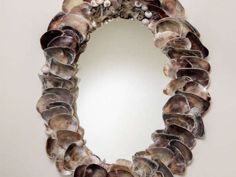 Oyster Shell Mirror Wisteria