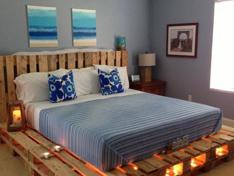 Pallet Platform Bed With Lights