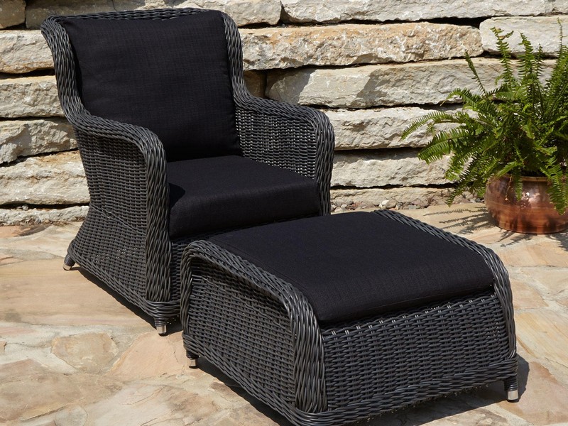 Patio Chair With Ottoman Set