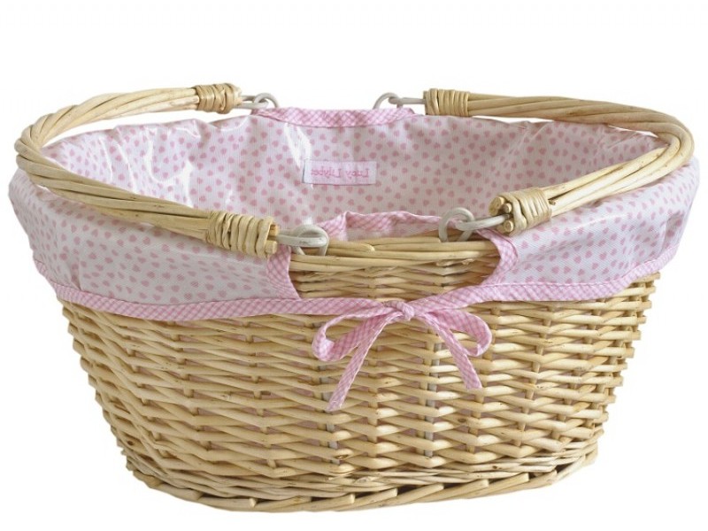 Pink Lined Wicker Baskets