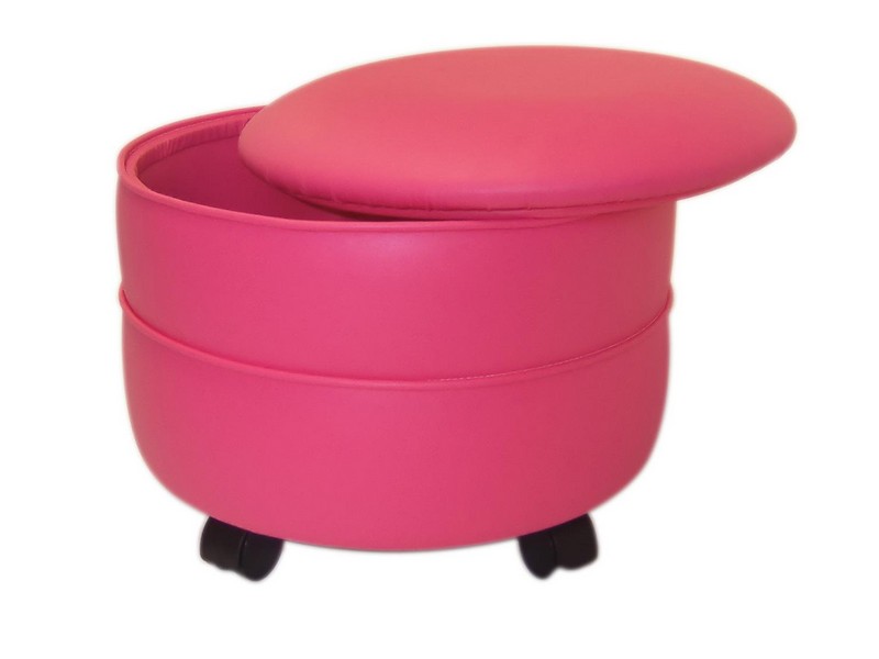 Pink Round Storage Ottoman