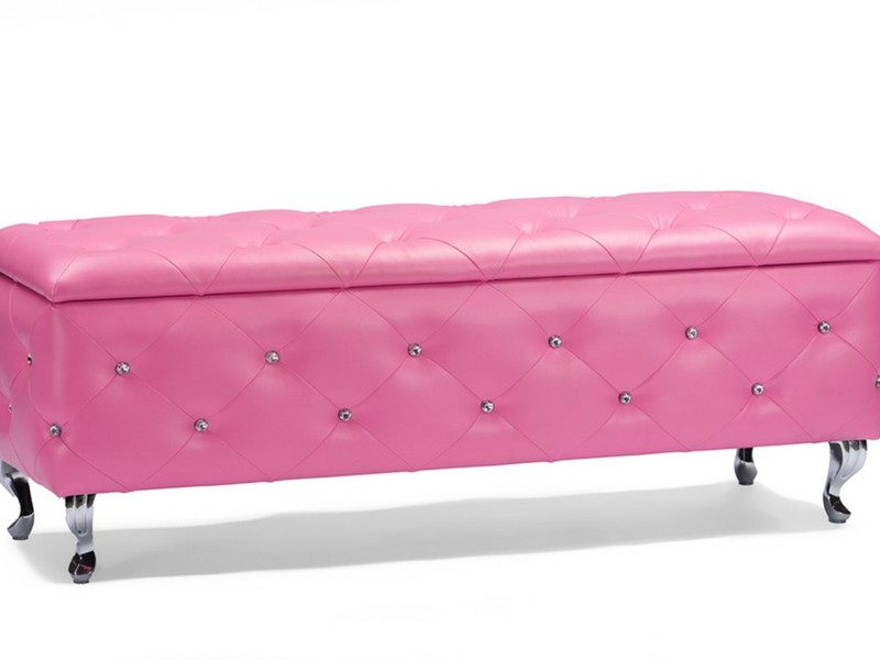 Pink Storage Ottoman Bench