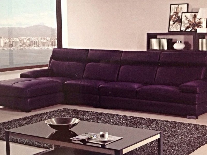 Purple Leather Sectional Sofa