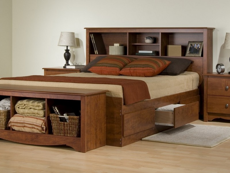 Queen Bed With Storage Drawers And Headboard