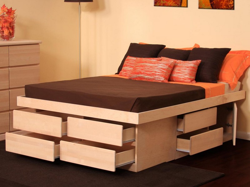 Queen Size Platform Bed With Storage Drawers