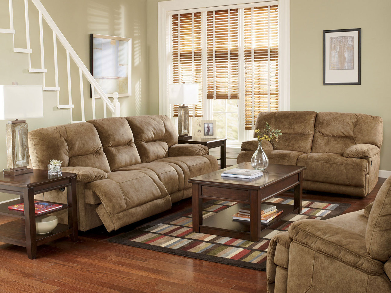 Reclining Microfiber Sofa And Loveseat Set