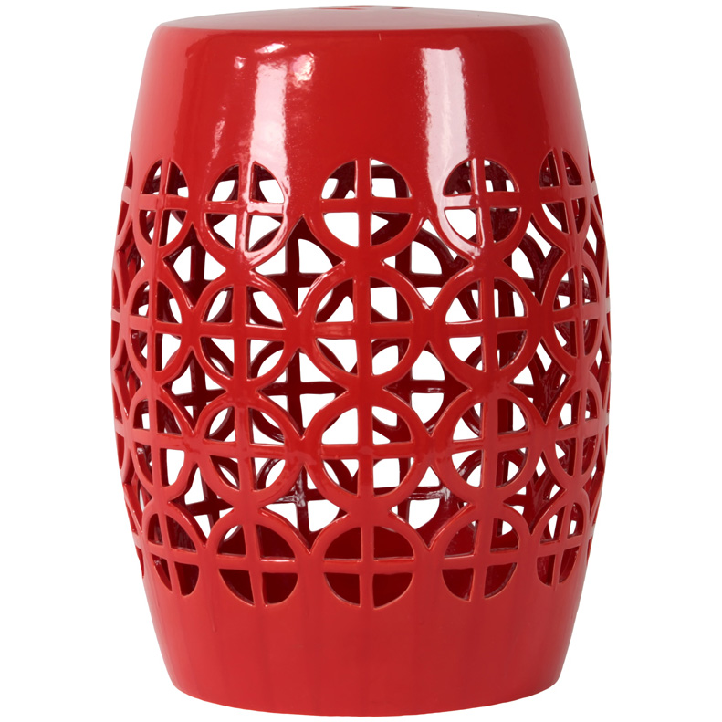 Red Garden Stool Ceramic