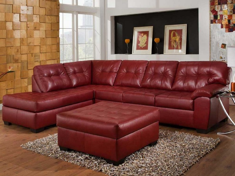 Red Leather Chaise Sofa