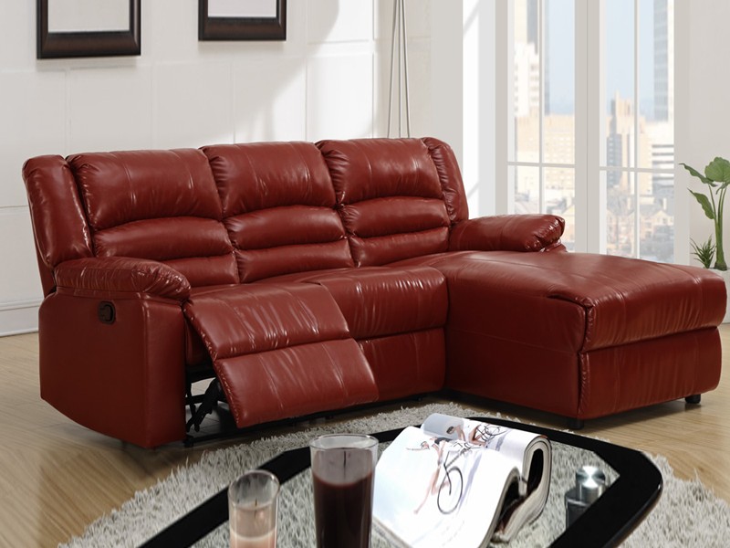 Red Leather Sectional Sofa With Recliners