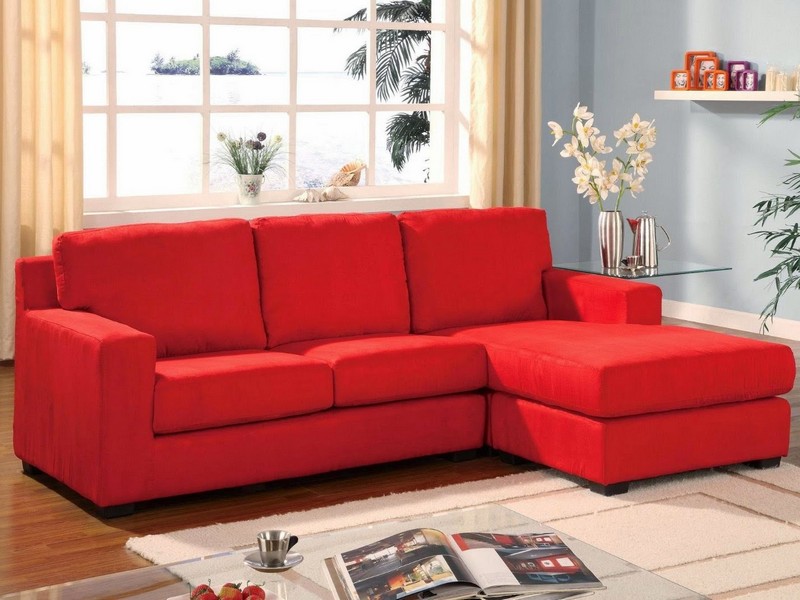 Red Microfiber Sectional