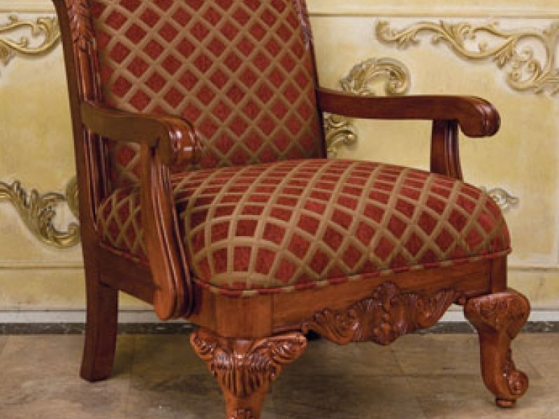 Red Patterned Accent Chair