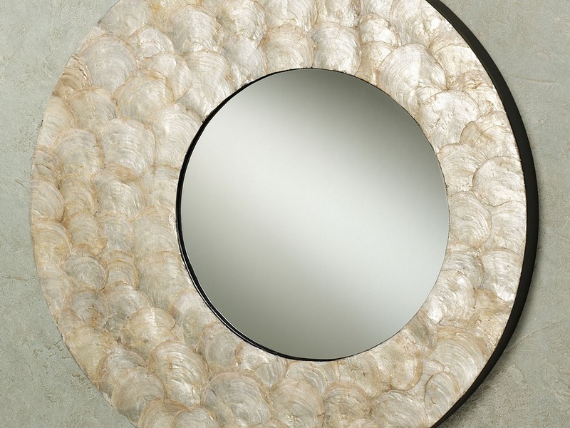 Round Capiz Shell Mirror