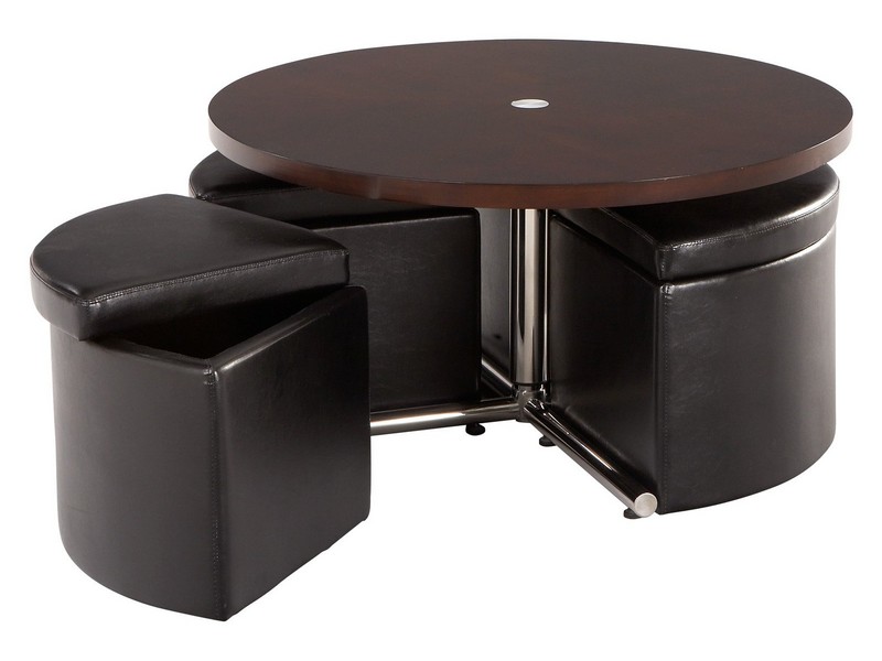 Round Coffee Table With Storage Ottomans