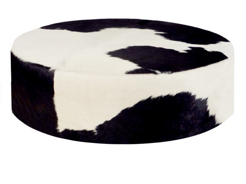 Round Cow Print Ottoman