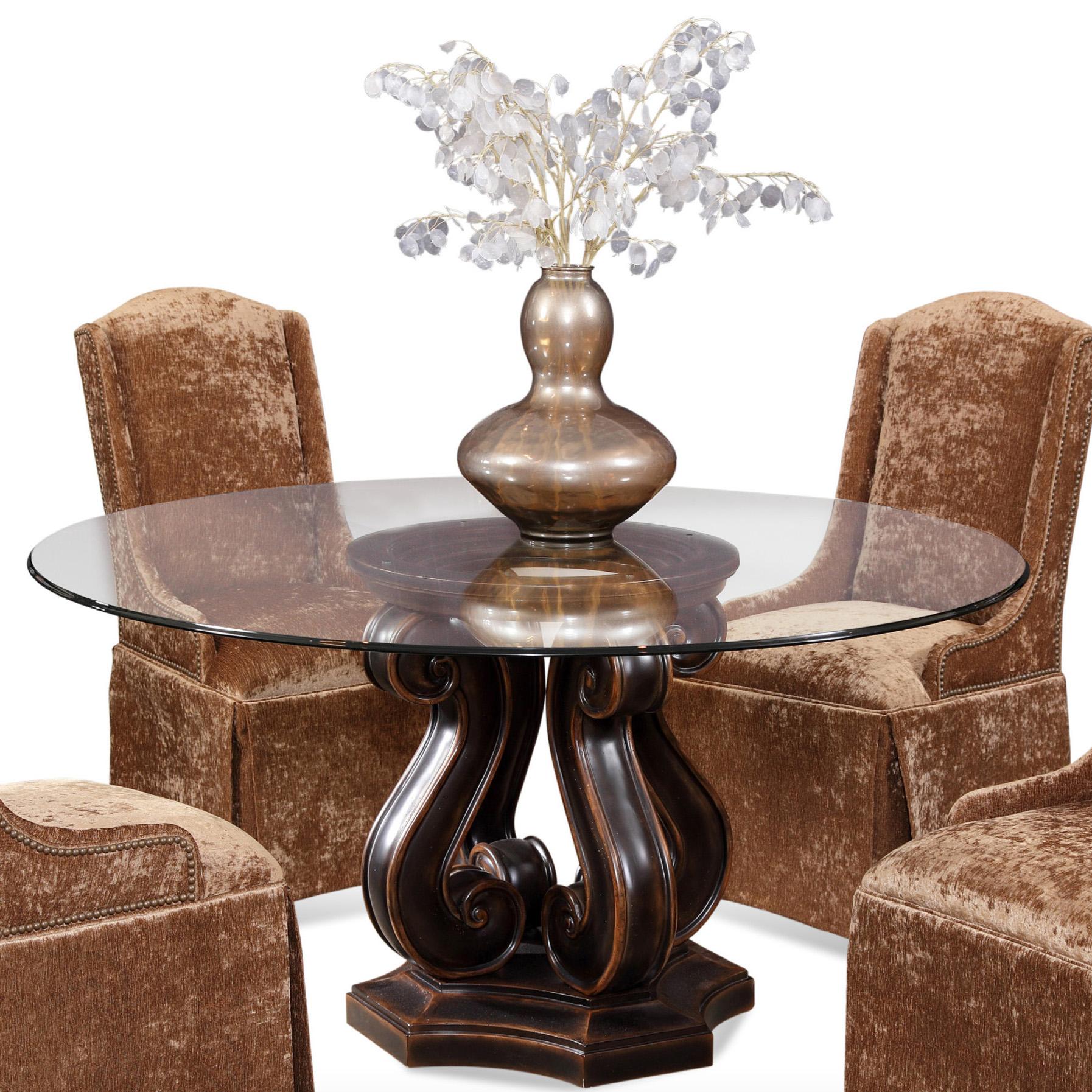 Round Glass Top Pedestal Dining Table