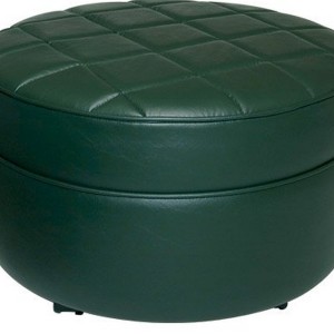 Round Leather Ottoman
