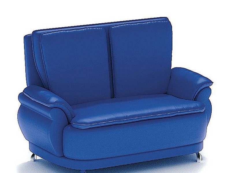 Royal Blue Leather Sofa