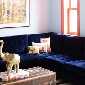 Royal Blue Velvet Sofa