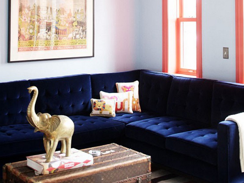 Royal Blue Velvet Sofa