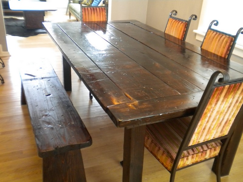 Rustic Kitchen Table With Bench Seating