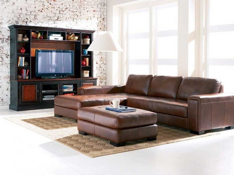Rustic Leather Sectional Sofa