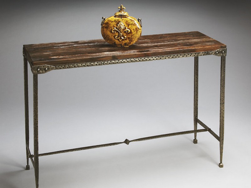 Rustic Metal And Wood Console Table