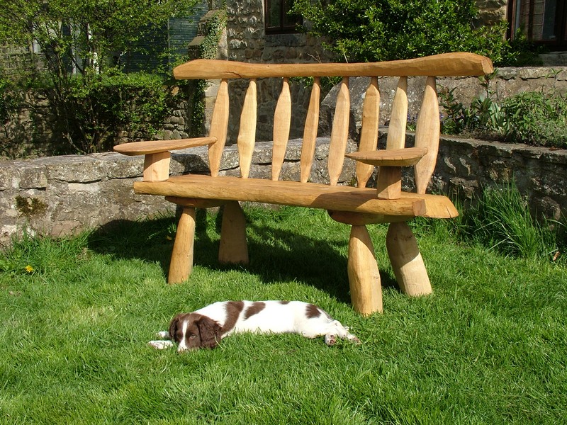 Rustic Oak Benches Outdoor