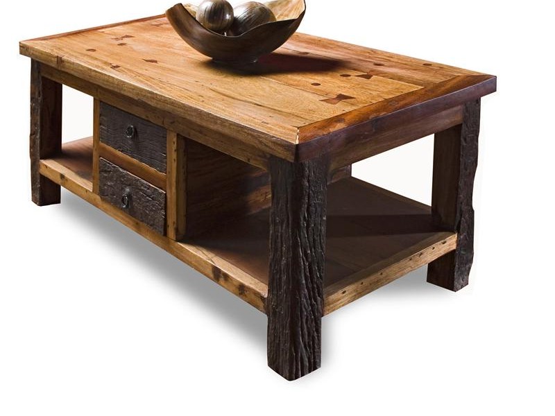 Rustic Round Coffee Table With Storage