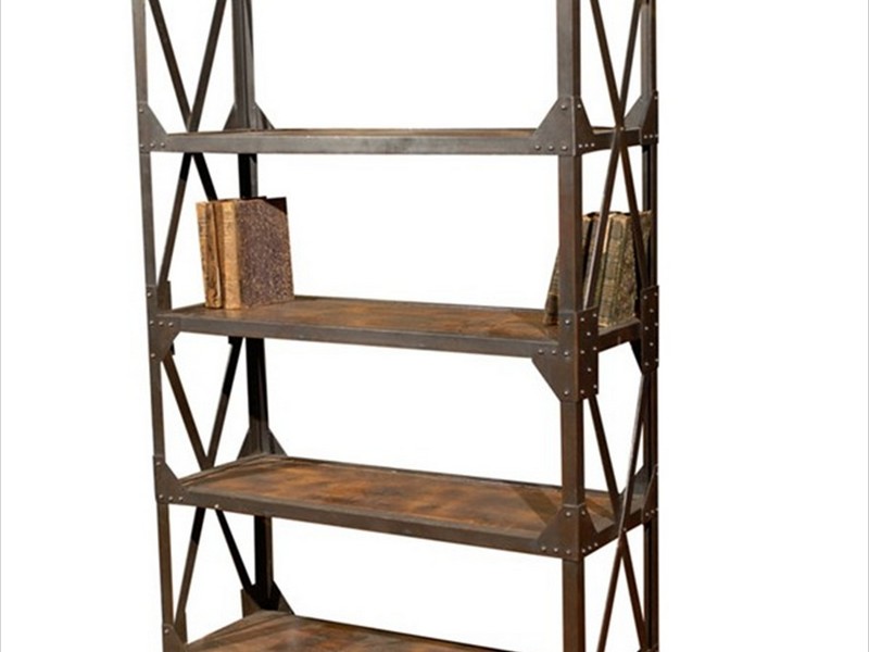 Rustic Wood And Metal Bookcase