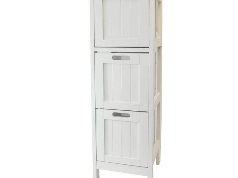 Slim White Bathroom Storage Unit