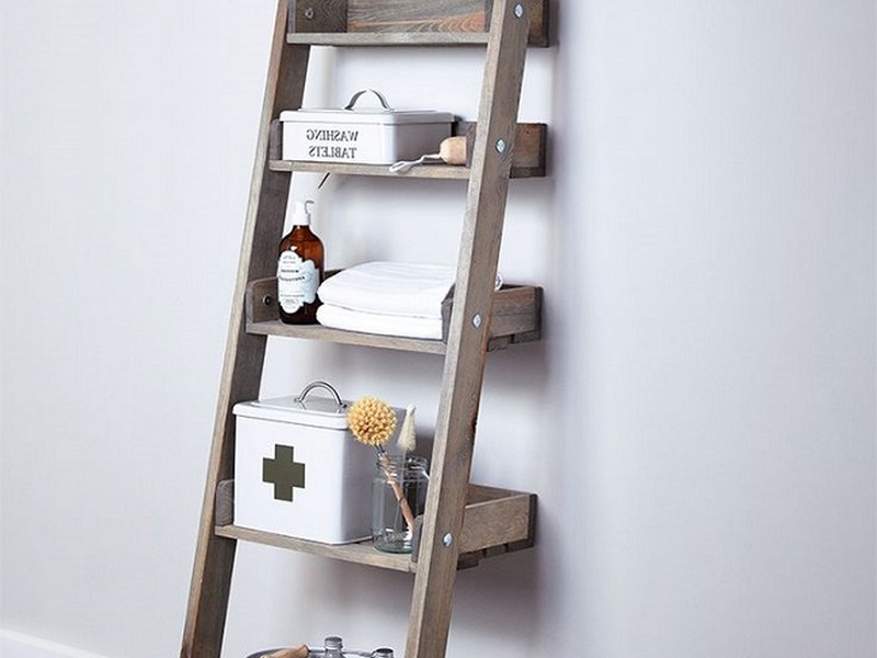 Small Ladder Shelf Bathroom