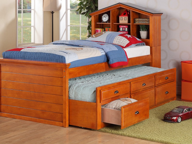 Solid Wood Twin Bed Frame With Drawers