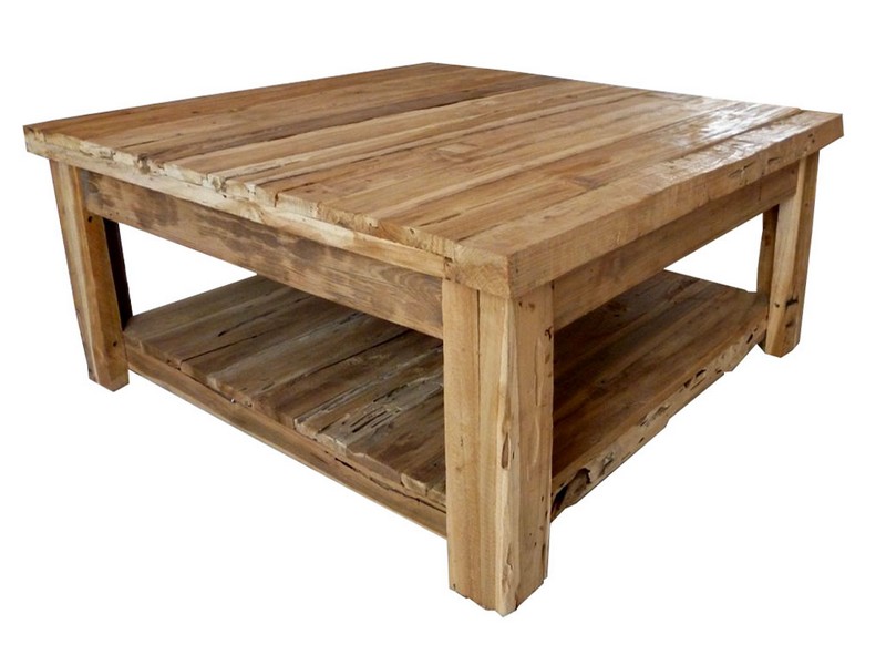 Square Oak Coffee Table With Storage