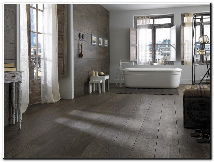 Subway Tile Bathroom With Wood Floors