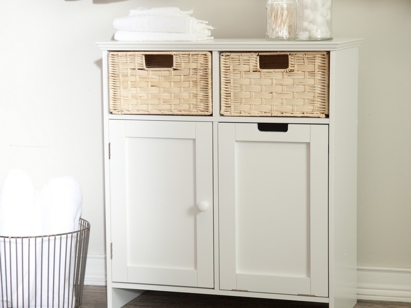 Tall Bathroom Storage Cabinet With Laundry Bin