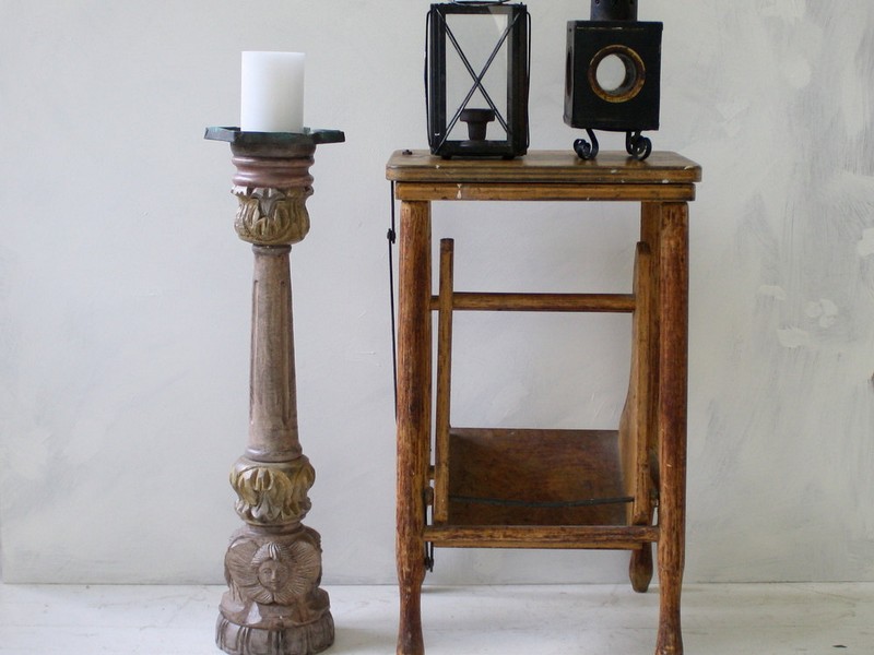 Tall Wooden Floor Candle Holders