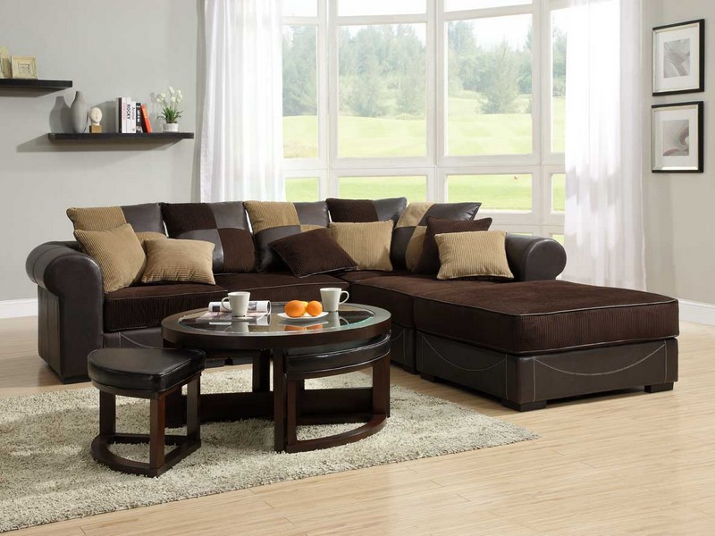 Tan Microfiber Sectional Couch