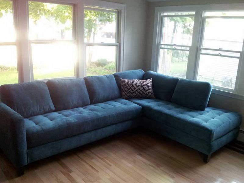 Teal Velvet Sectional Sofa