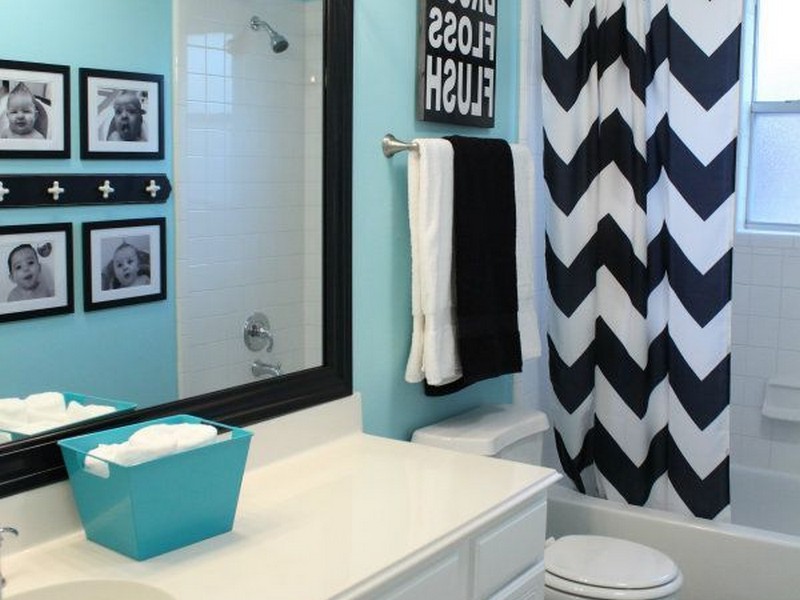 Tiffany Blue And Black Bathroom