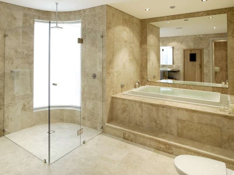 Travertine Tile Bathroom Floor