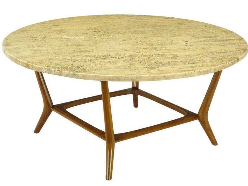 Travertine Top Coffee Table Round