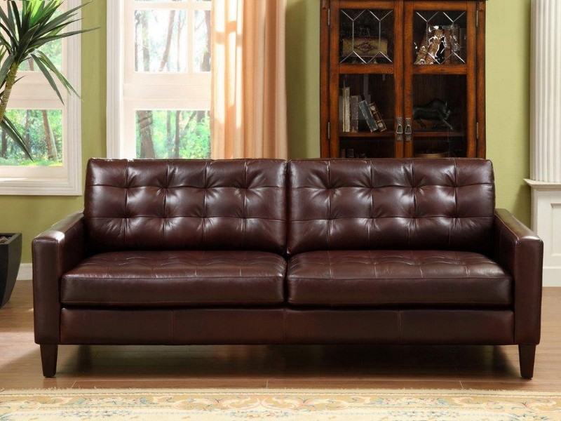 Tufted Leather Sleeper Sofa