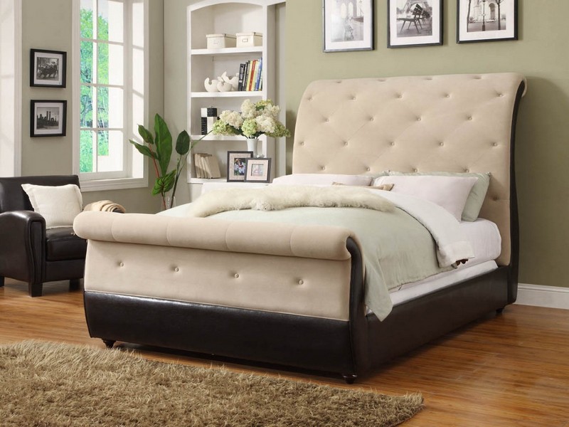 Tufted Sleigh Bed